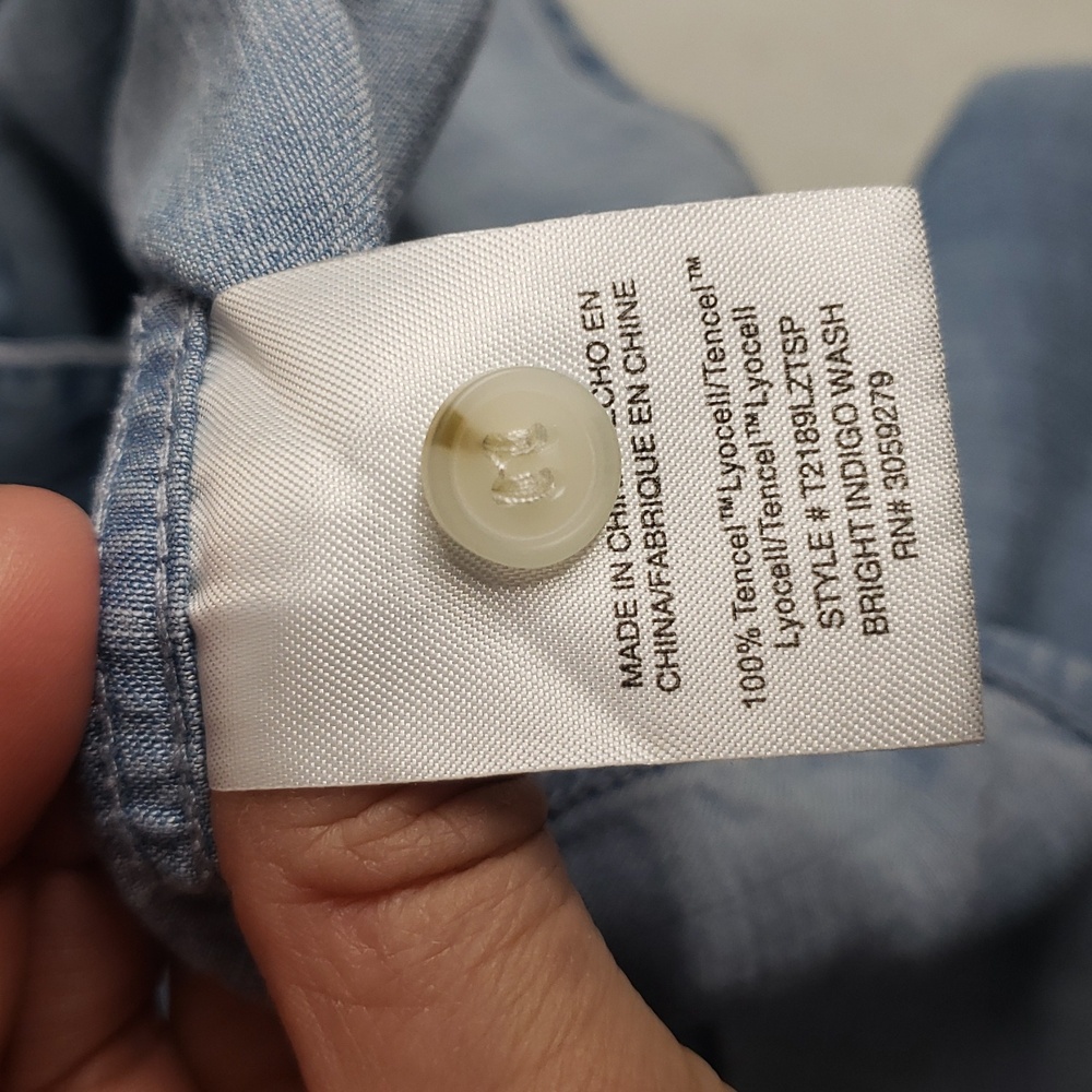 Thread & Supply Tencel Lyocell Button Up Denim Blue Shirt Size 3X Coastal Pocket - Picture 6 of 14